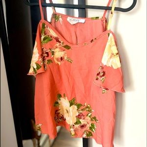 Peach floral off shoulder blouse